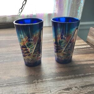 2~COOPER RIVER Bridge Run~TUMBLER GLASS Cup~CHARLESTON,SC Vintage Collectable